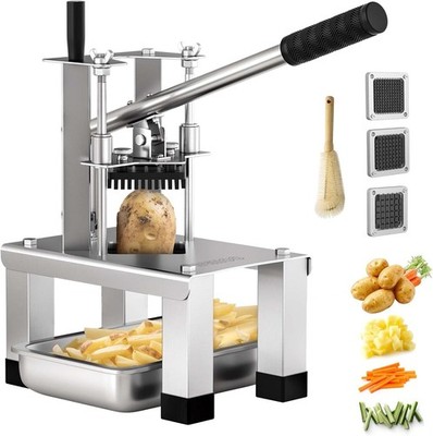Commercial French Fry Cutter & Vegetable Dicer   3 Stainless Steel Blades - NIB