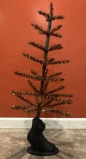 Bethany Lowe Halloween Tree Glitter Witch Boot Base Orange  Black Branches 41  