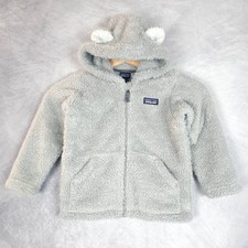 Patagonia Furry Friends Jacket Toddler 4 Gray Fleece Hooded Bear Ears Full Zip