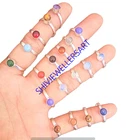 Red Coral & Mix Gemstone 925 Sterling Silver Plated Lot Of 10pcs Rings Jewelry