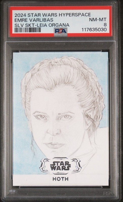 2024 Topps Star Wars Hyperspace Hoth Leia Organa Sketch 1/1 Emre Varlibas PSA 8
