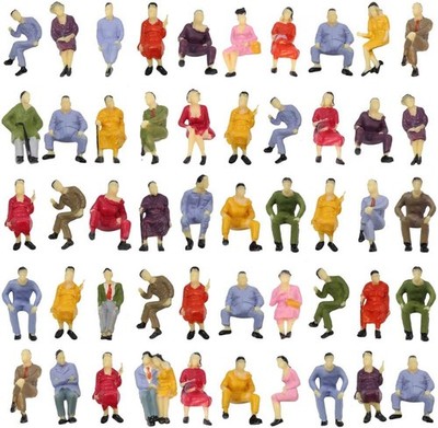 P4302 100pcs All Seated Sitting Figures O Gauge 150 Scale Seated People Railw...