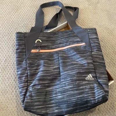   Adidas Messenger Bag   Black/Gray Stripe   Orange Zip Accent - Excellent