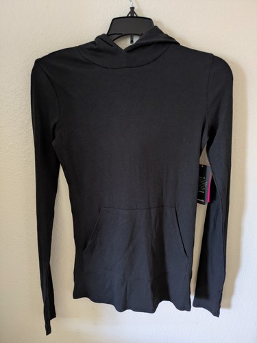 Commando Black Luxury Rib Women Hoodie T-shirt Size X-Small NWT