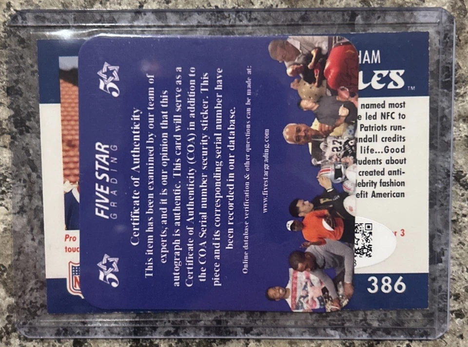 Randall Cunningham Autographed 1990 Pro Set #386 Eagles Pro Bowl W/COA Auto NFL - Image 3 of 3