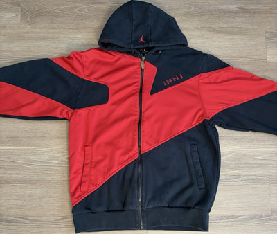 Jordan Fleece Full Zip Hoodie Colorblock Red/Black Jumpman Logo Men's XL