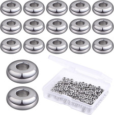 200Pcs 4 Mm Flat round Spacer Beads Stainless Steel Disc Rondelle Spacer Loose B
