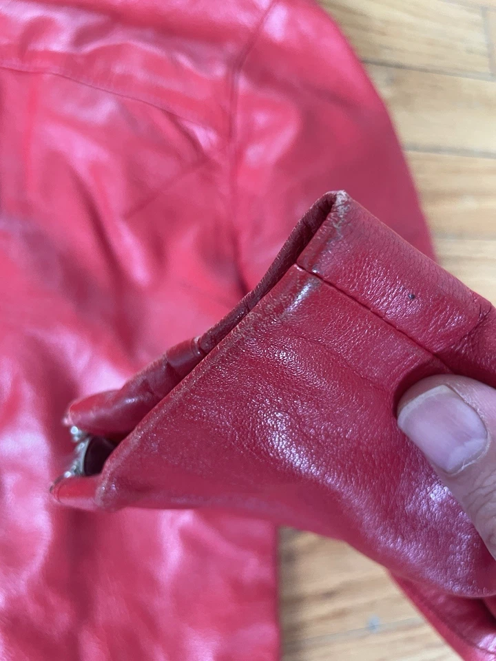 Chaqueta Barney’s New York Cooperativa Mujer Cuero Rojo Café Corredor X-Pequeña De Colección Foto 4 de 4