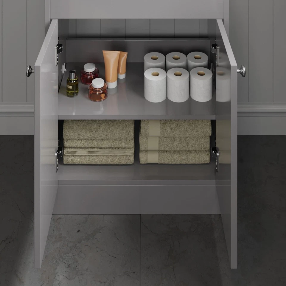 800mm Bathroom Vanity Unit Basin Sink Storage Cabinet Furniture Grey Traditional - Image 3 of 4
