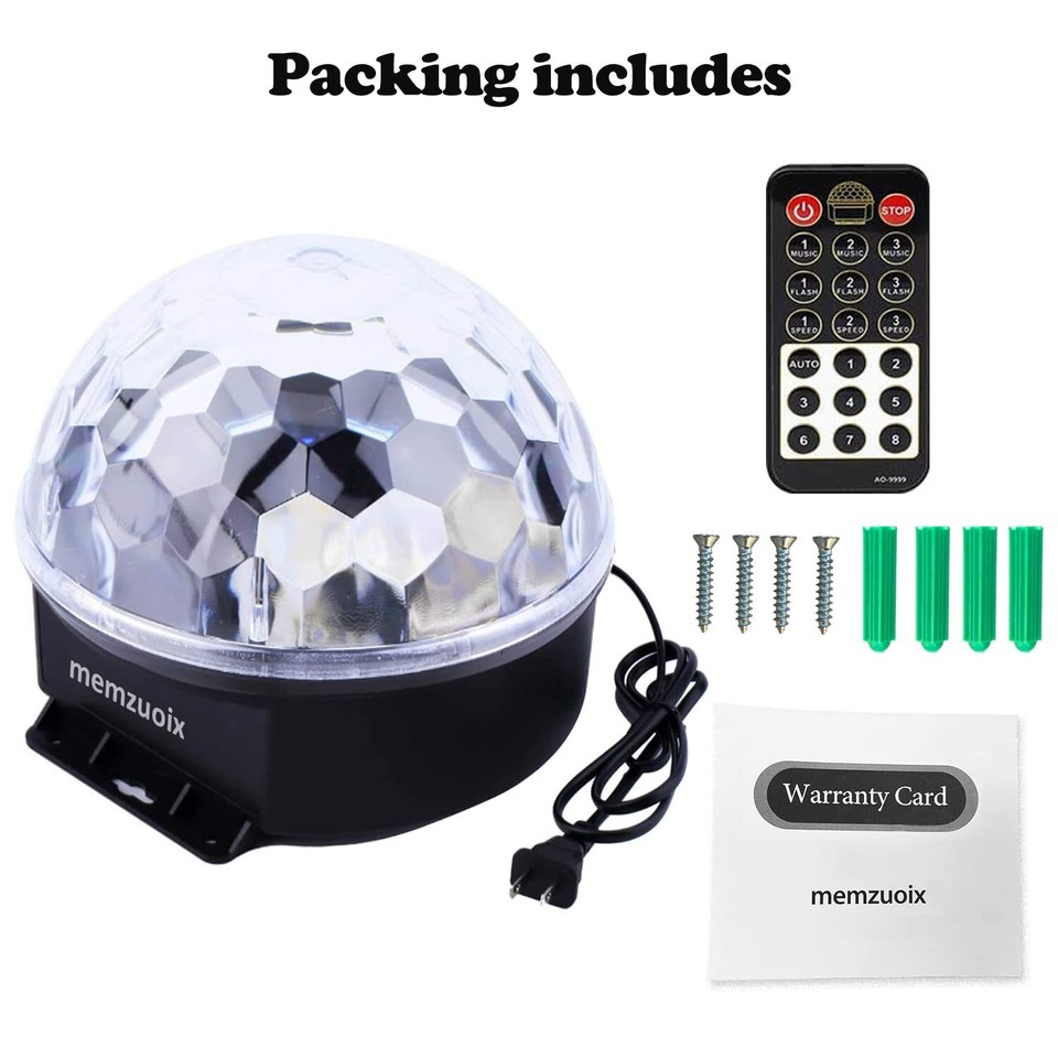 Disco Ball Party Lights Dj Strobe Light with 6 Colors Sound Activated