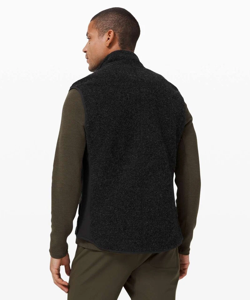 Lululemon Tundra Trek Black Wool Sherpa Fleece Zip-Up Vest, Size Large - Image 4 of 4