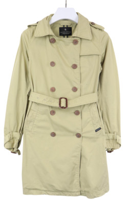 Maison Scotch Mantel Damen Klein Doppelreihig Gürtelt Beige Peacoat
