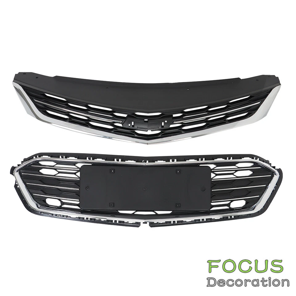 Juego de parrilla delantera superior + inferior cromada para Chevrolet Cruze 2016 2017 2018 Foto 4 de 4