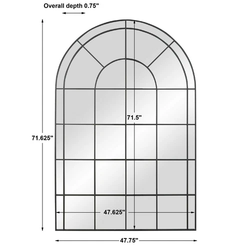 Grantola Black Arched Window Pane Wall Floor Mirror  ~ Uttermost 09698 - Picture 8 of 9