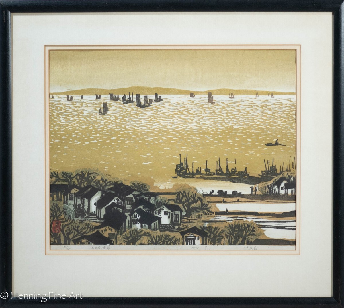 ◇ 中国美術FineChinesePaintiingオークション2011 香港◇ Stunning Vintage Chinese Woodblock Taihu, China Harbor by Shen Min