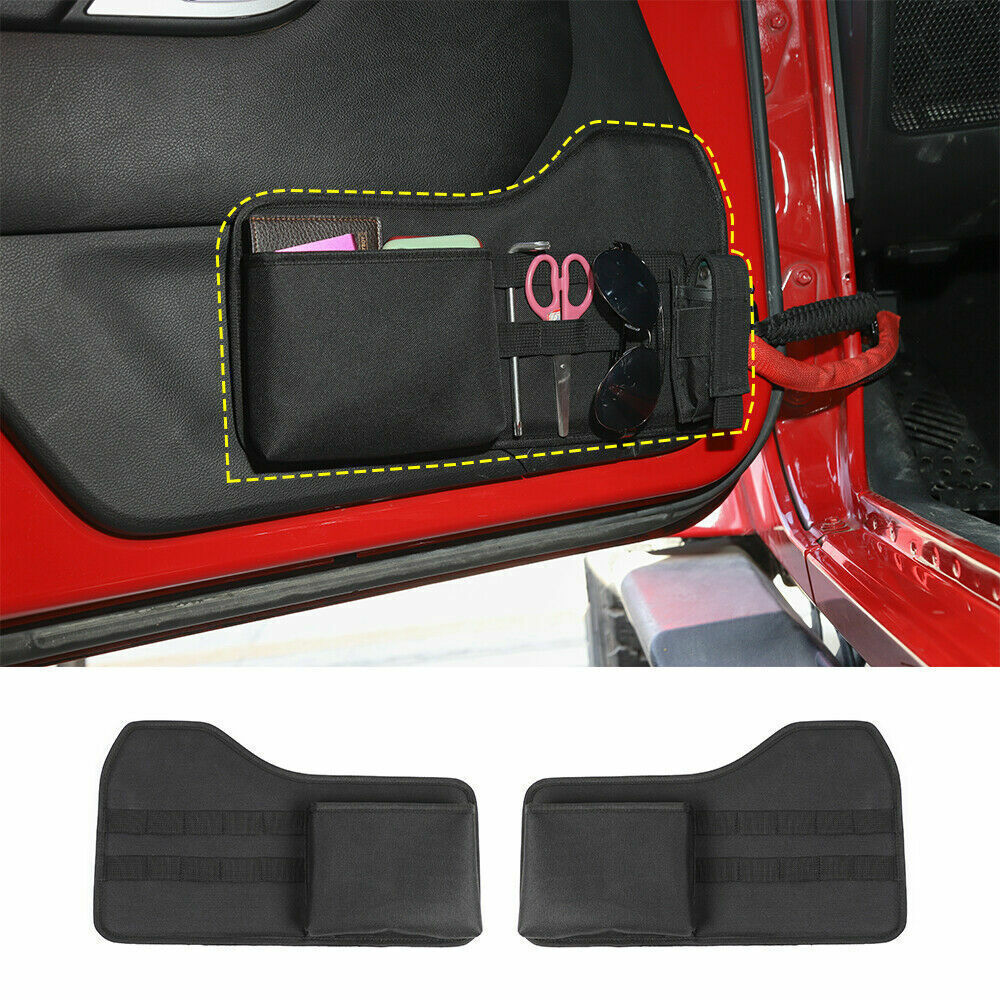 CheroCar Pair Of Front Door Storage Pockets – Oxford Cloth & ABS – Fits 2011-2017 Jeep Wrangler JK JKU 2/4-Door