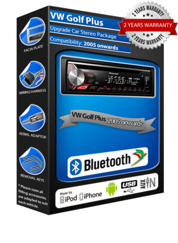 VW Golf Plus DEH-S320BT Auto Stereo, USB CD MP3 Ingresso Bluetooth Kit - Foto 1 di 5