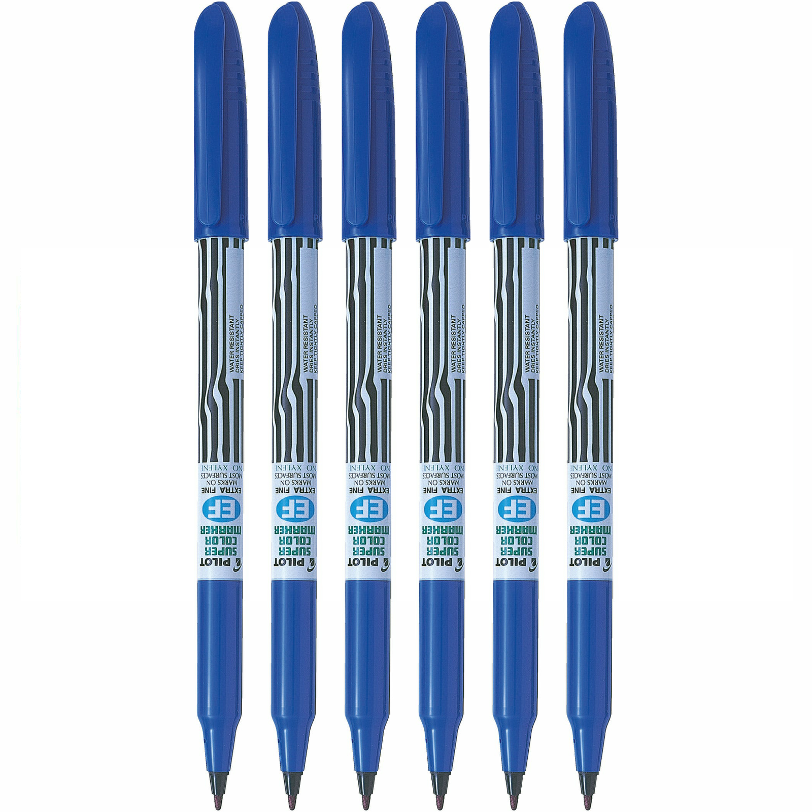 Pilot Super Color Marker Pen Extra Fine SCAN-EF Bullet Tip - Pack of 6 - Blue