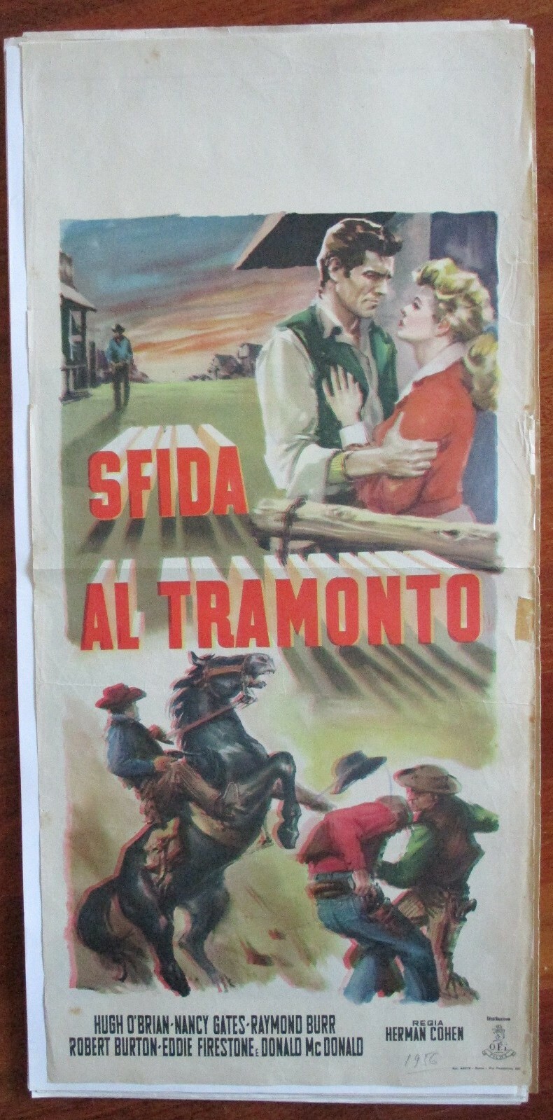 Locandina originale film Sfida al tramonto (1956) - Regia di Gerd Oswald