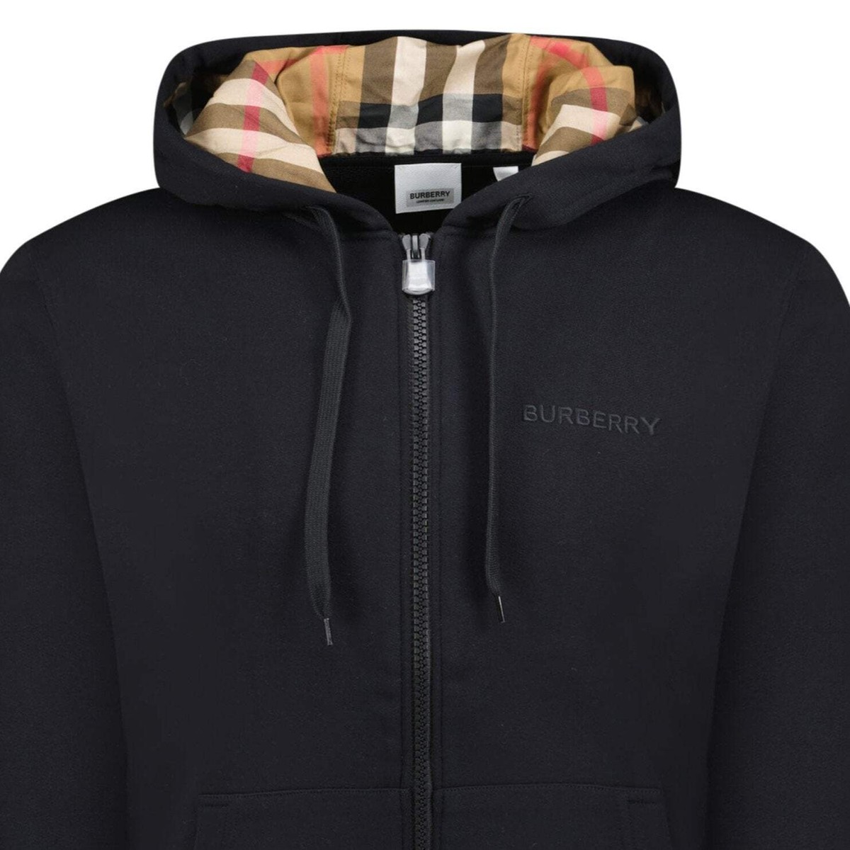 Burberry 'Hove' check Hood Embroidery Logo Hoodie Zip Sweatshirt