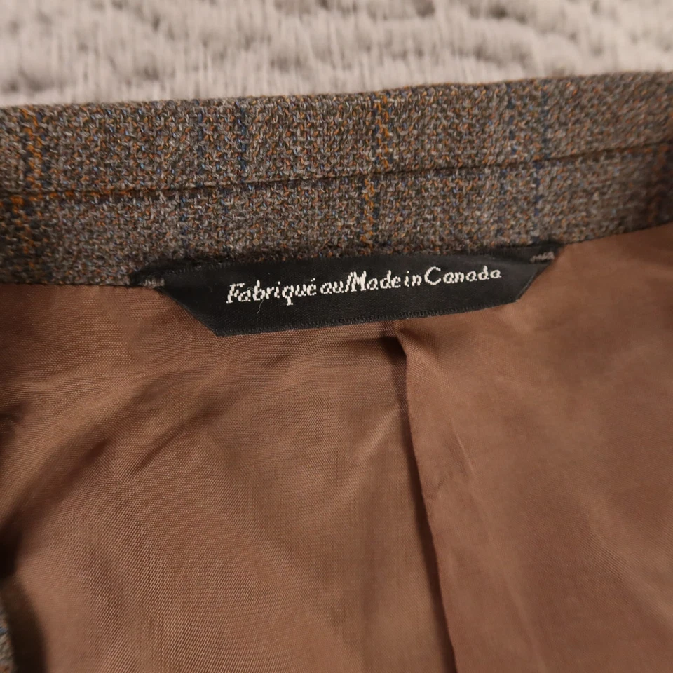 Chaqueta Coppley M Marrón Azul Cuadros 100% Lana Sarga Blazer Davelle Canadá 40R Foto 3 de 4