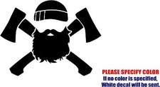 Beard and Crossed Axes Graphic Die Cut decal sticker Car Truck Boat Window 7"
