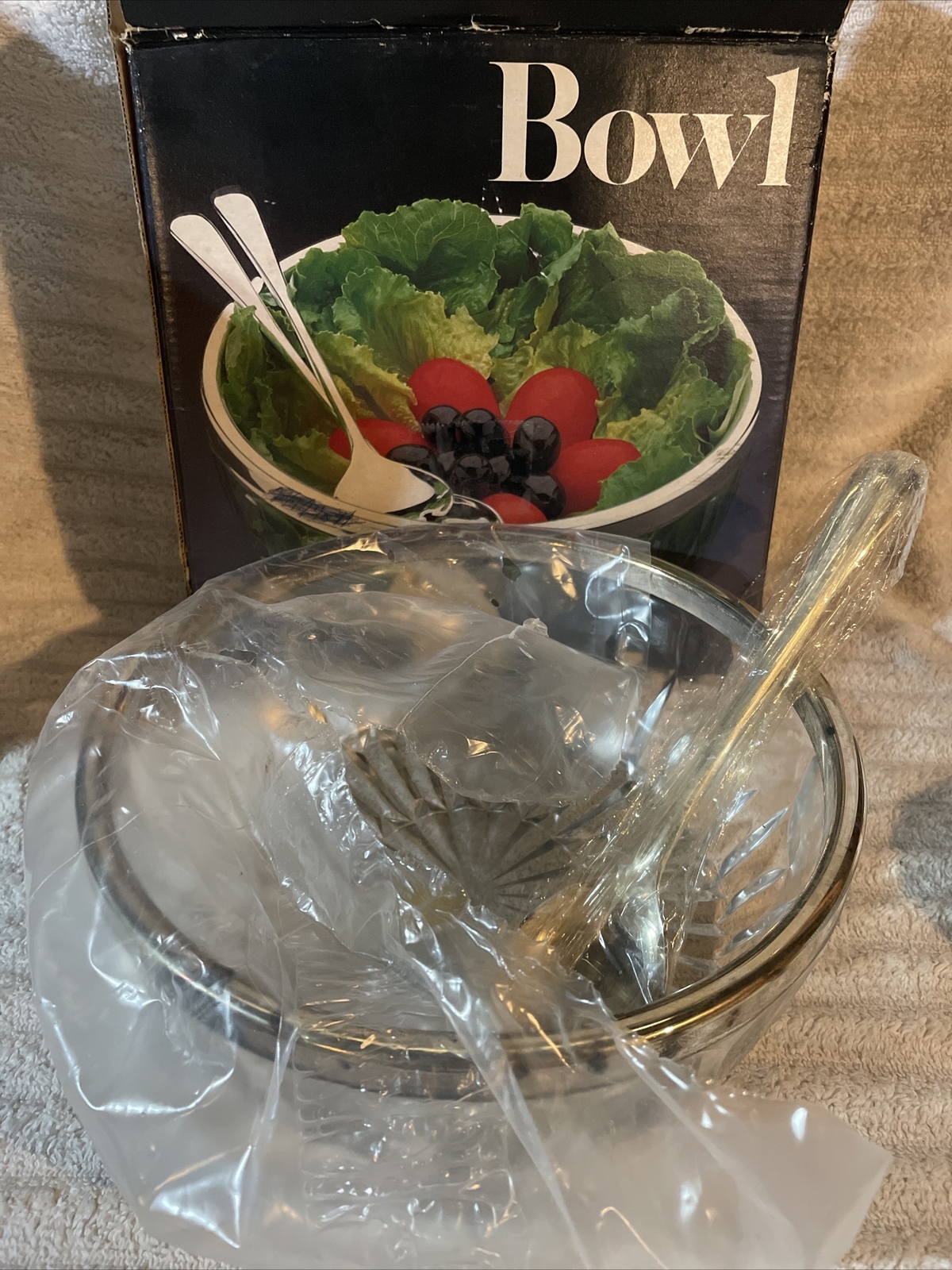 VINTAGE Salad Bowl Leonard Silver Mfg. Crystal Salad Bowl 350 W