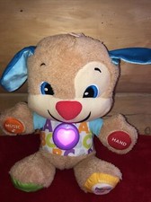 Fisher Price ABC BEAR "BLUE" Baby Learning Plush Bear Talking Tummy Musical EUC