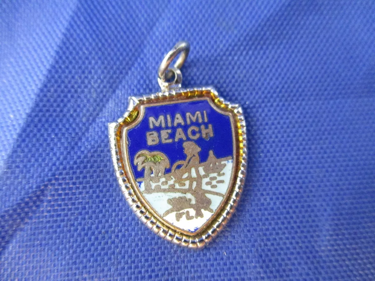 VINTAGE STERLING SILVER ENAMEL MIAMI BEACH CHARM