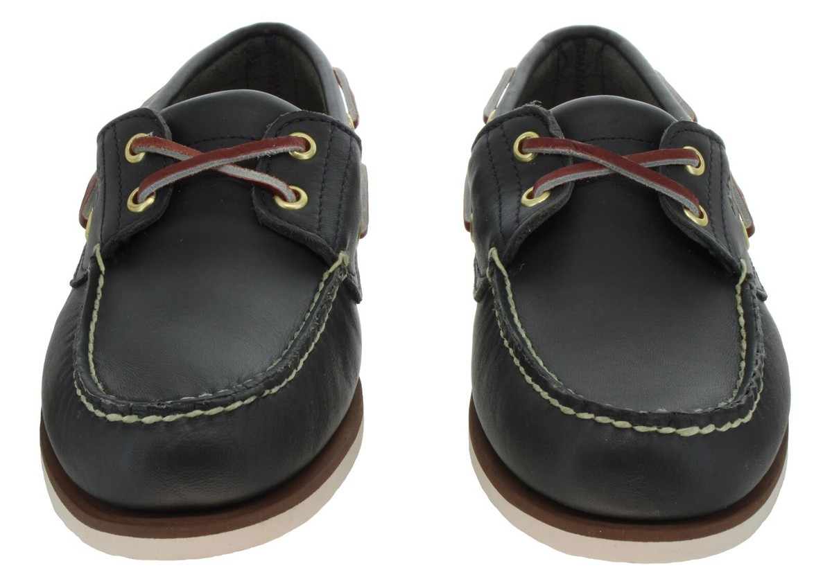 Timberland Men's CLASSIC BOAT SHOES Navy - White Shoes Size 7.5