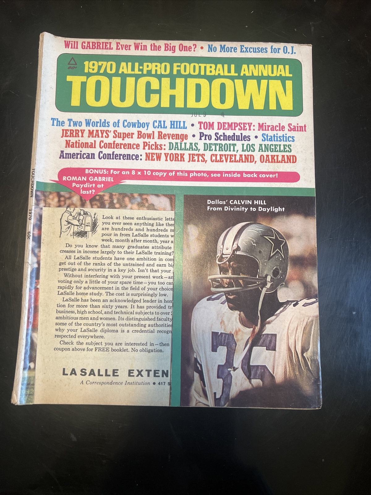 Touchdown Magazine 1970 All-Pro Football Annual Touchdown magazine Gabriel Rams Hill ...