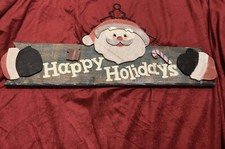 Rustic Wooden Happy Holidays Santa Claus Sign