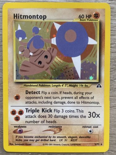 Pokémon TCG Hitmontop Neo Discovery 3 Holo Unlimited Holo Rare NM- - Picture 1 of 16
