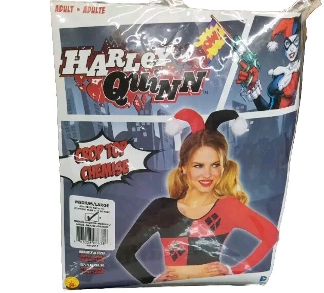 Harley Quinn Crop Top DC Comics Fancy Dress Up Halloween Adult Costume