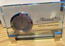REGAL PRINCESS Crystal Glass Desk Clock Souvenir  Princess Cruises