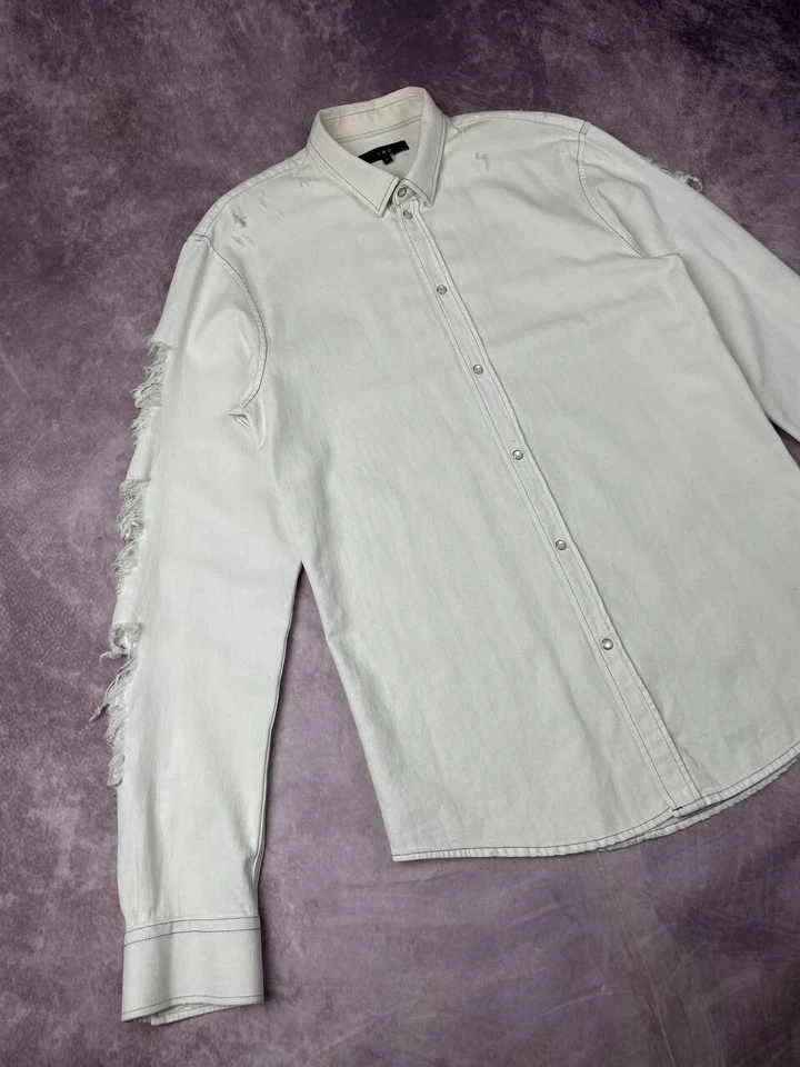 Camisa con botones IRO Vinceo blanca envejecida para hombre blanca S algodón Foto 3 de 4