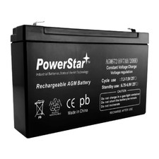 PowerStar 6Volt 7AH Sealed Lead Acid SLA Battery with F1 Terminal Adapter 6V