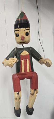 PINOCCHIO Rare Antique Italian Handmade Wood Puppet Marionette Large 3'3".