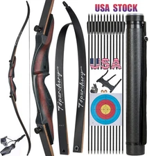 62" Takedown Hunting Bow 20-50lbs Recurve Bow Right Hand Archery Arrows Target