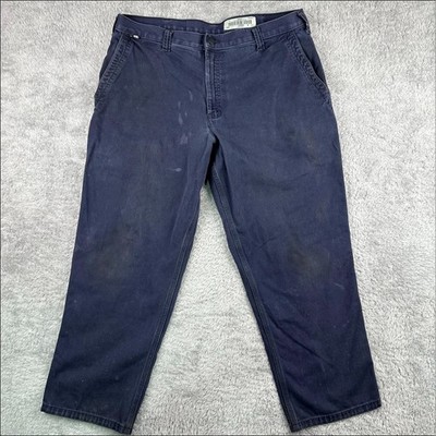 Carhartt FR Work Pants Mens 38x30 Navy Blue Fair Distressed Flame Resistant