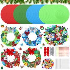32 Sets DIY Christmas Crafts Kits Christmas Foam Wreath Craft Kits Snowman Sa...