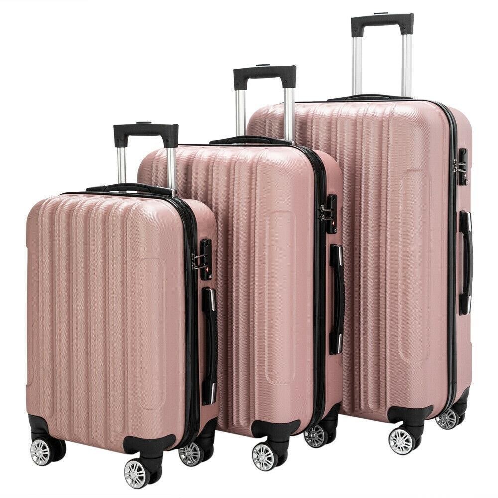 3Pcs Luggage Set ABS Trolley Spinner 20"/24"/28" Suitcase Ha