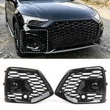 Front Bumper Fog Light Grille Cover For Audi Q5 S-line Sq5 2021-2025 Gloss Black