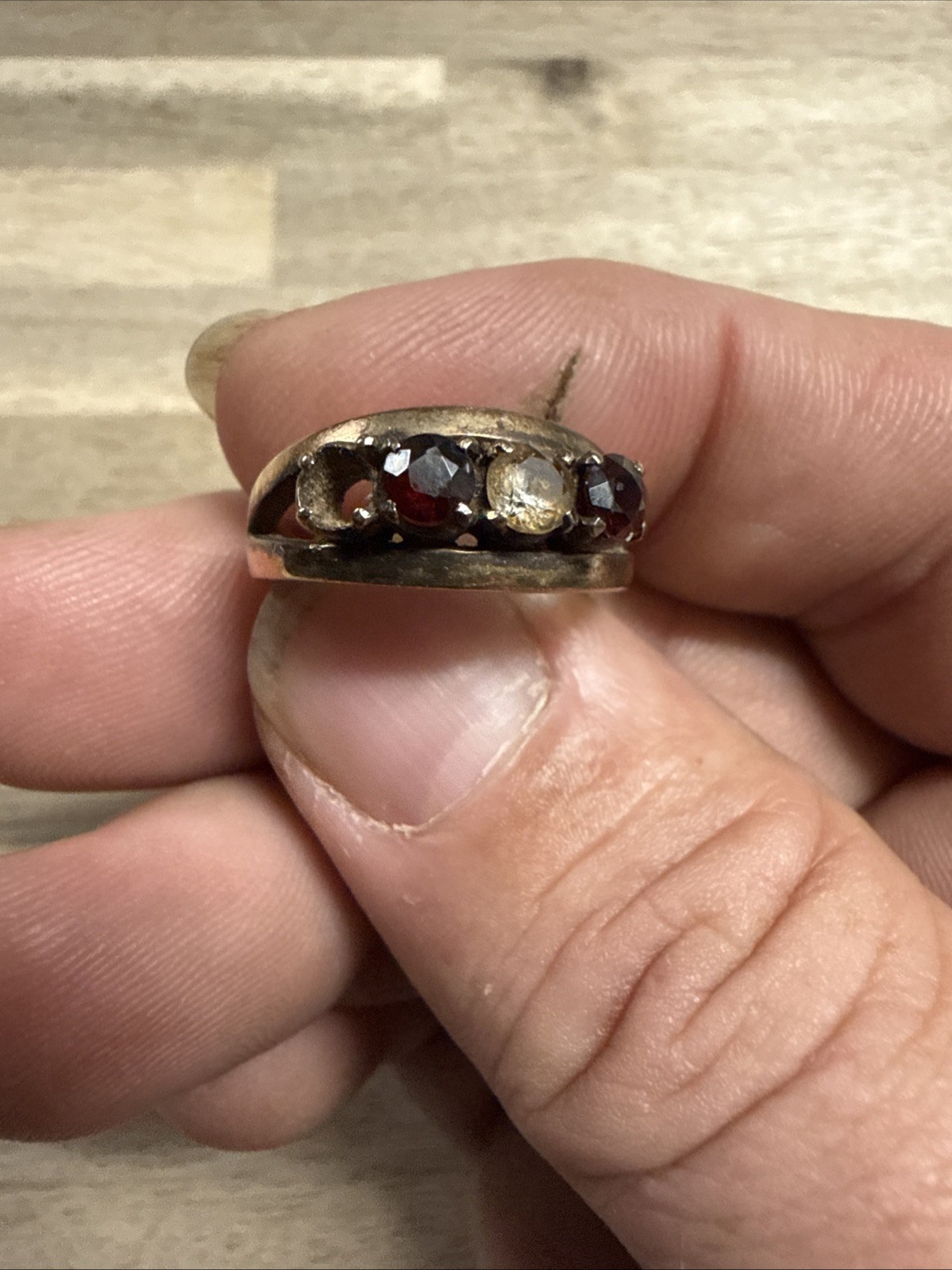 18k yellow gold ruby Ring, Missing Single Stone - image 7