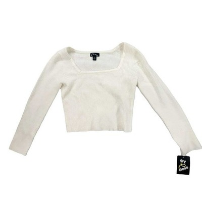 Art Class Girls Long Sleeve Ribbed Square Neck Crop Top - Size M