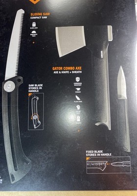 Gerber 3-in-1 Axe Knife & Saw Combo Kit   Gator Grip Handle Camping Tool Set NEW