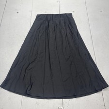 Black A-Line Maxi Skirt Womens Medium Stretch Pull On Solid Long Casual Elastic