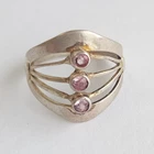 Vintage Ring Pink stones Sterling Silver 875 star USSR time Women Jewelry size 9