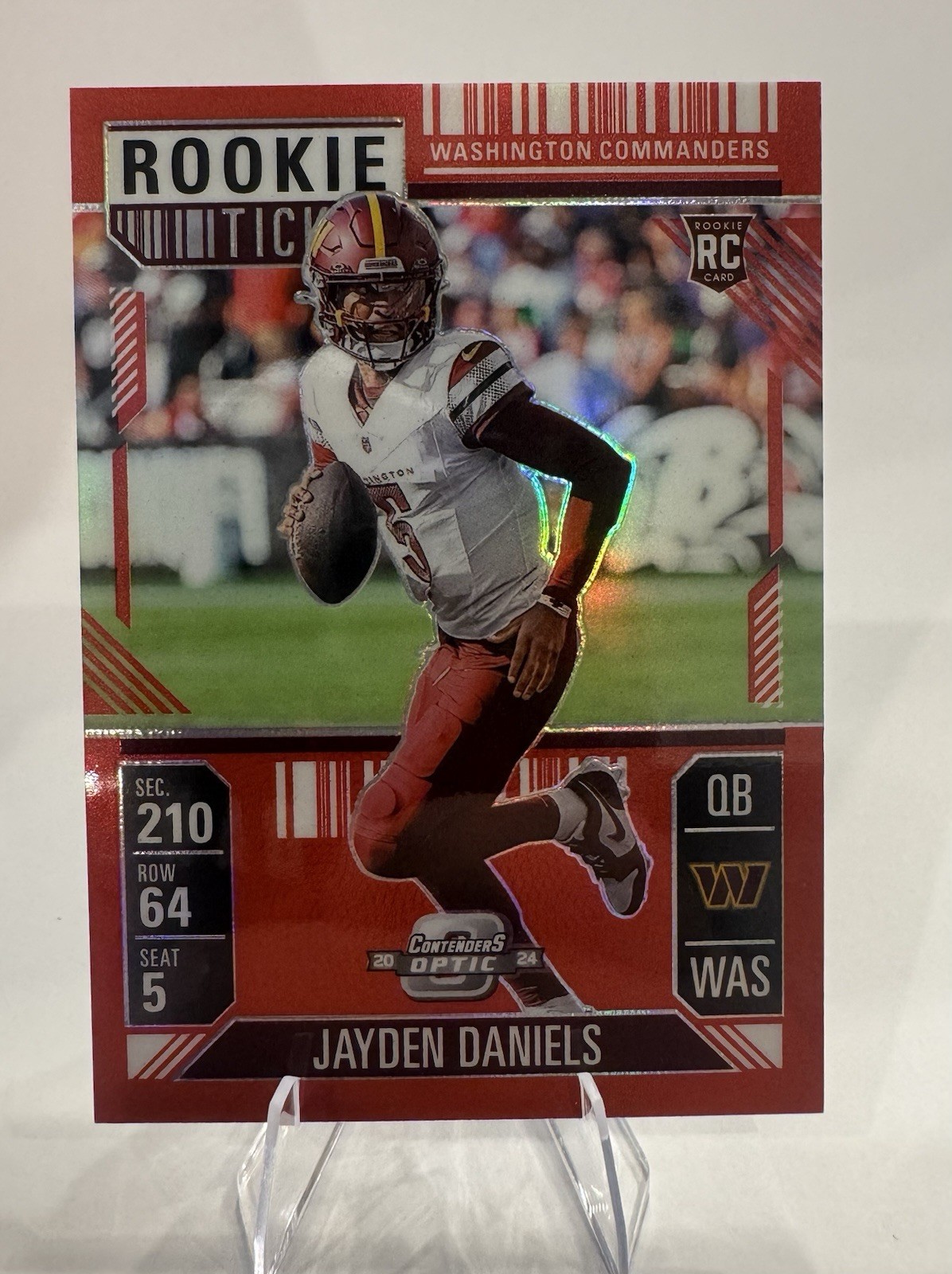 2024 Contenders Optic - Rookie Ticket Jayden Daniels #75 Red Prizm /199 (RC)