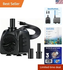 High Efficiency 200GPH Fountain Pump with Adjustable Flow Control & High Lift